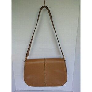 Adrienne Vittadini shoulder satchel handbag purse tan brown medium sleek classic